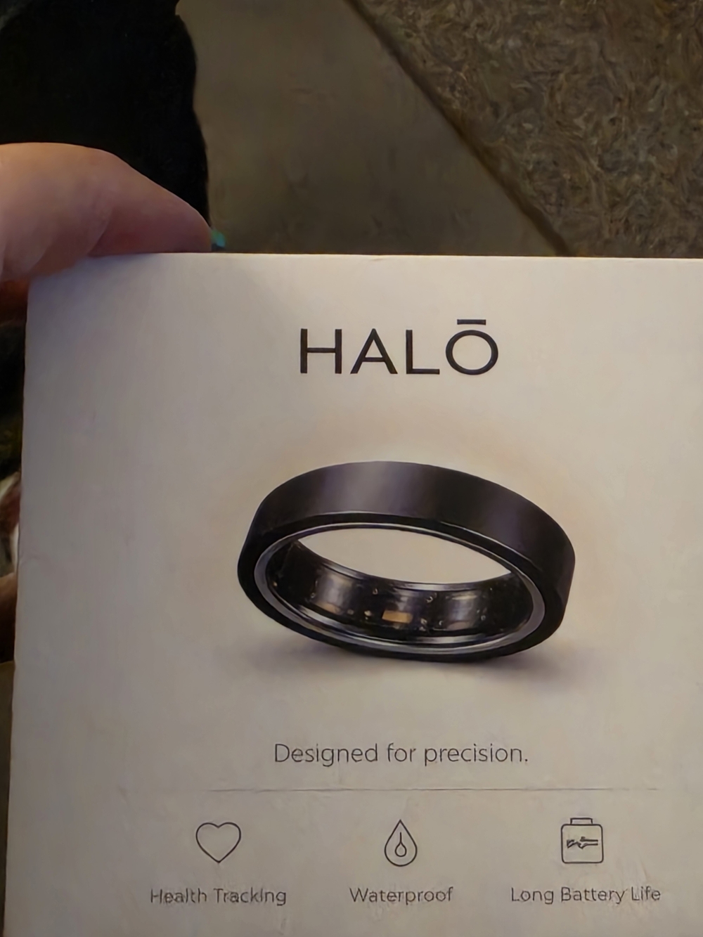 HALO  Black Smart Ring – Health Tracking & Waterproof